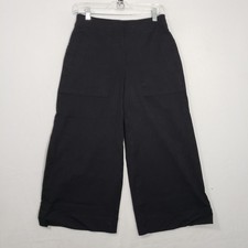 Spanx On The Go Cropped Wide Leg Pants Womens Medium Petite MP Black Shapewear picture