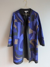 Chicos Blue Geometric Abstract Women's Lightweight Jacket Excellent Cond Sz 00 picture
