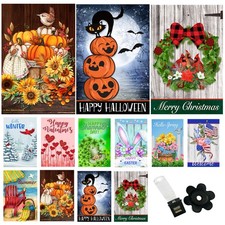 Garden Flags (Set of 10) 12x18 Inch Double Sided Yard Flags Seasons Holidays picture