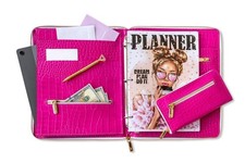Padfolio A4.Pink Portfolio A4. Leather A4 organizer. Leather A4 notebook. picture