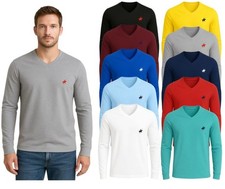 Men's 100% Cotton Long Sleeve V-Neck (4-Pack) picture