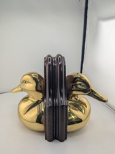 Pair of Vintage c.1980s Brass Mallard Duck Head Bookends Sold by Brooks Brothers picture