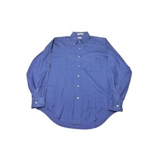 VTG LL Bean Mens Blue Micro Check Button Down Shirt 15 34 Long Sleeve Pocket picture