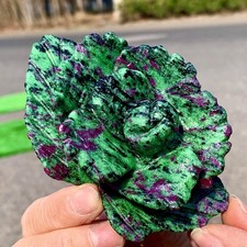 260G Natural green Ruby zoisite (anylite) crystal Carving rose flowers picture