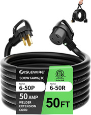 6 AWG 250V SOOW Welder Extension Cord, 50Ft Outdoor NEMA 6-50 Welder Cord with L picture