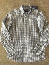 Vineyard Vines Classic Fit Gray/White Gingham Stretch Button-Down Shirt XS picture