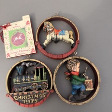 Vintage 1975 Hallmark Ornaments Train, Drummer, Horse Lot (3) picture