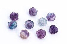 5 Pcs Purple Fluorite Rose Carved Beads Grade AAA Gemstone Beads 8/10/12MM picture