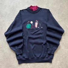 Vintage 90s Brindar Design Classics Golf Sweatshirt Navy Blue XL Made in USA picture
