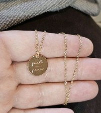 Faith Over Fear Pendant Necklace Gold-plated Engraved Words Spiritual Gift picture