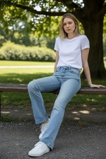 Levi's 500 Series Bootcut Jeans Light Blue Curvy Stretch Denim Women's Retro  picture