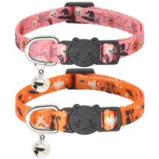 Halloween Cat Collar 2 Pack Breakaway Cute Pink Cat Collars With Bells picture
