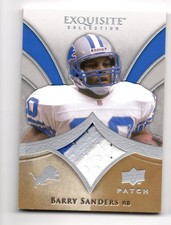2009 Exquisite Patch P-BS Barry Sanders Lions Game-Used 2-Color 24/75 picture