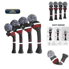 Scott Edward Gray White Red Golf Headcover Set 4 Driver Wood Fairways Hybrid UT picture