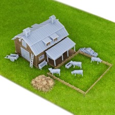 Outland Models Railroad Scenery Country Farm Barn w Accessories Z Scale 1:220 picture