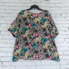 Prophecy by Sag Harbor Top Womens 2X Floral Rayon Vintage Tropical Garden 90s picture