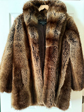 Donna Salyers' Fabulous Furs Brown Faux Fur Lined Pea Coat - Women's S picture