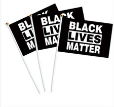 3 - Pack Black Lives Matter handheld Flag with plastic pole and Brass Grommets picture