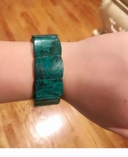 Antique Natural Gemstone Chrysocolla bracelet 92g heavy 矽孔雀石 picture