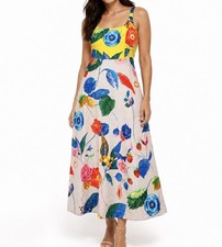 Tuckernuck Vivid Jardin Dominique Floral Fit & Flare Midi Dress Size M NWT picture
