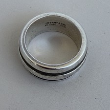 Tiffany & Co. Vintage 1995 Sterling Silver Atlas Groove Wide Band Ring picture