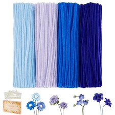 400 Pcs Pipe Cleaners Bulk, 4 Color Blue 7MM Thick Fluffy Chenille Stems for ... picture