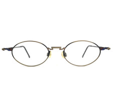 Vintage Opdo Eyeglasses Frames 1557-2 Blue Antique Gold Modern MCM 47-20-140 picture