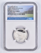 2014-S Silver PF70 Great Smoky Mountains Quarter Limited Edition NGC picture