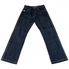 5ive Jungle & Co Jeans Mens 34 Blue Embroidered Raw Indigo Straight Leg New picture