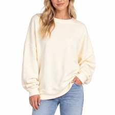 aerie Always & Forever Real Oversized Crew Neck Sweatshirt Large Light Yellow picture