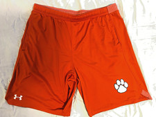 Under Armour Mens Orange HeatGear Athletic Training Gym Shorts Size XL Paw Print picture