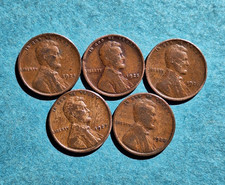 1924 1925 1926 1927 1928 Lincoln Wheat Cent Penny - 5 Coins picture