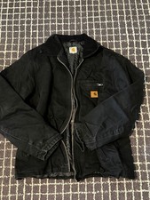 Carhartt Detroit Jacket Black Quilted Lined Canvas XL picture