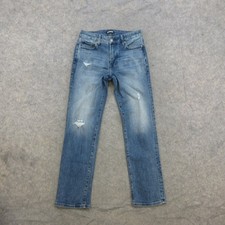 EXPRESS Men's Slim Straight Jeans Blue Distressed Denim 28x30 Stretch picture