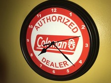 Coleman Camping Lantern Cooler AuthDealer Store Man Cave Clock Retro Sign picture