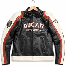 Ducati Meccanica Leather Jacket Men Motorcycle Biker Racing Retro Vintage Jacket picture