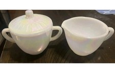 Federal Glass Opalescent Moonglow Pearl Sugar & Creamer Set Iridescent picture