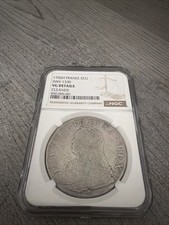 1726 French Silver Ecu Louis XV Crown Coin NGC VG 18th Century Large Silver picture