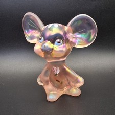 Vintage Fenton Pink opalescent glass Mouse Hand Painted Vtg signed By Artist picture
