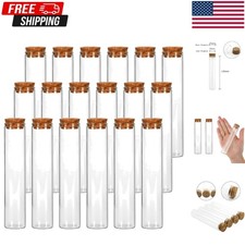 18Pcs Glass Tube, 25×120Mm Clear Flat Tubes with Cork Stoppers for Pla picture
