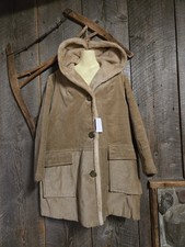 Vintage 60s 70s DEADSTOCK NWT Corduroy Hooded Coat Faux Fur Lined XL SALE picture