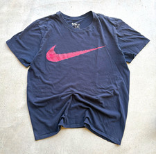 Nike Men's Black Red Swoosh Graphic Logo T-Shirt Short Sleeve picture