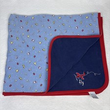 Vintage 2001 Gymboree Baby Blanket Drive Fly Sail Reversible Boats Planes Cars picture