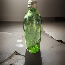 Vintage 1984 Green Glass Soda Bottle 16oz No-Deposit No-Return Styrofoam Era picture
