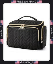 Travel Toiletry Bag with Waterproof Pockets and Handle, Puffy Fabric, Large picture