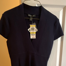 INC International Concepts Black V-Neck Short Sleeve Sweater picture