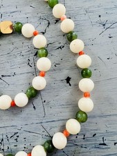 Beautiful Vintage Serpentine Necklace w/ 12K Gold Marked Clasp + Bracelet Set picture