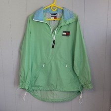 Vintage Tommy Hilfiger Men's Medium Green Quater Zip Rain Resistant Pullover picture