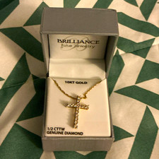 Brilliance Fine Jewelry 10K Yellow Gold 0.50 CTW Diamond Cross Cable Necklace picture
