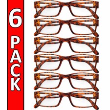 Reading Glasses Mens Womens Readers 6 PACK Square Frame Unisex Style Specs NEW picture